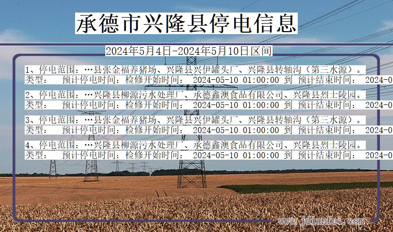 河北省承德兴隆停电通知