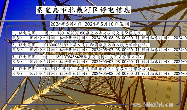 河北省秦皇岛北戴河停电通知