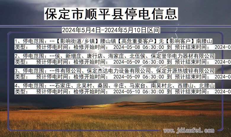 保定顺平停电通知 河北省保定顺平停电通知