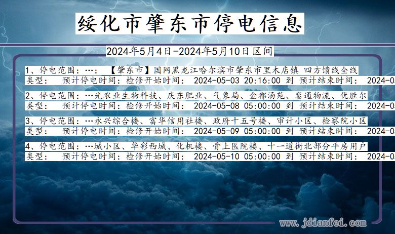 黑龙江省绥化肇东停电通知