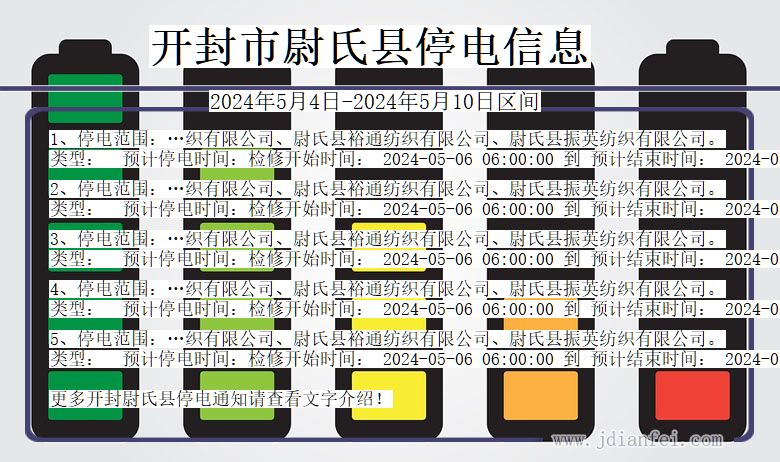 河南省开封尉氏停电通知