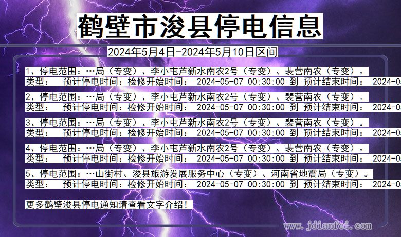 河南省鹤壁浚县停电通知