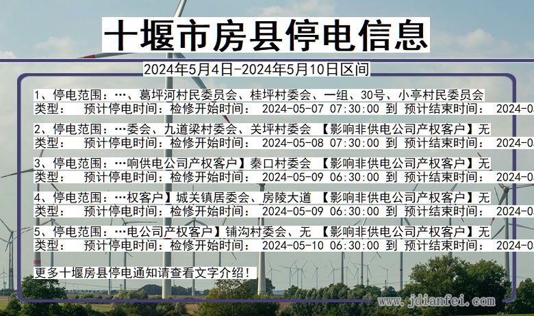 湖北省十堰房县停电通知