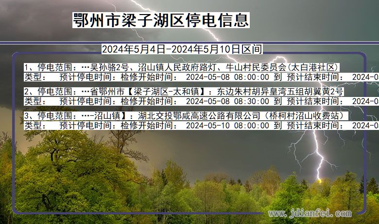 湖北省鄂州梁子湖停电通知