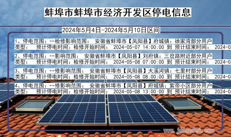 安徽省蚌埠蚌埠市经济开发停电通知