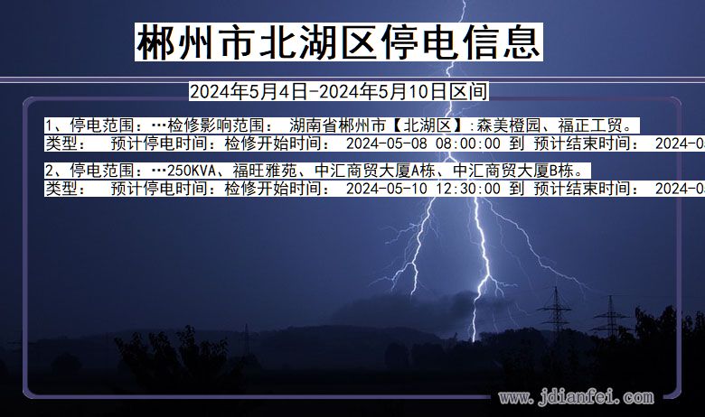 湖南省郴州北湖停电通知