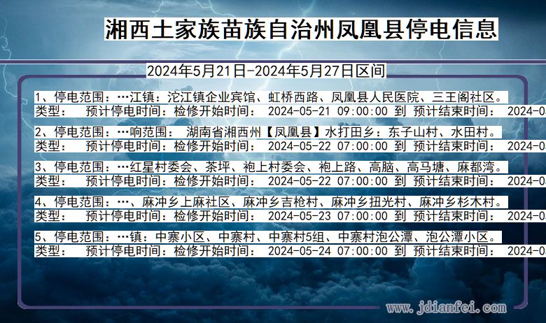 湖南省湘西凤凰停电通知