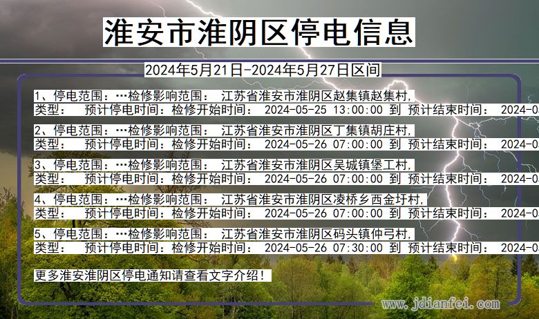 淮安淮阴停电通知 江苏省淮安淮阴停电通知