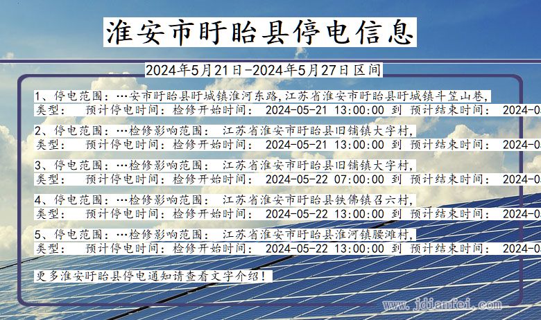 淮安盱眙停电通知 江苏省淮安盱眙停电通知