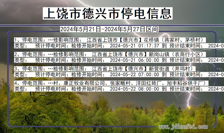 上饶德兴停电通知 江西省上饶德兴停电通知