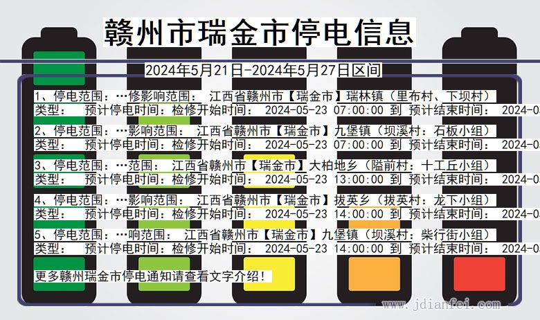 江西省赣州瑞金停电通知