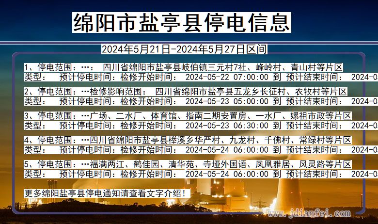绵阳盐亭停电通知 四川省绵阳盐亭停电通知