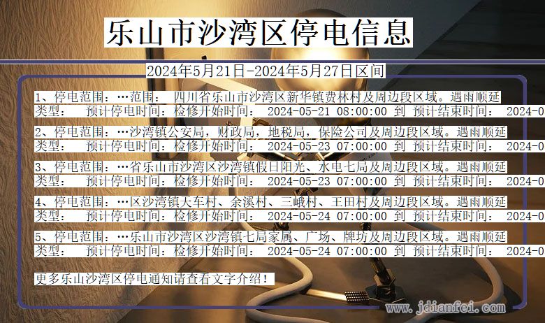 乐山沙湾停电通知 四川省乐山沙湾停电通知