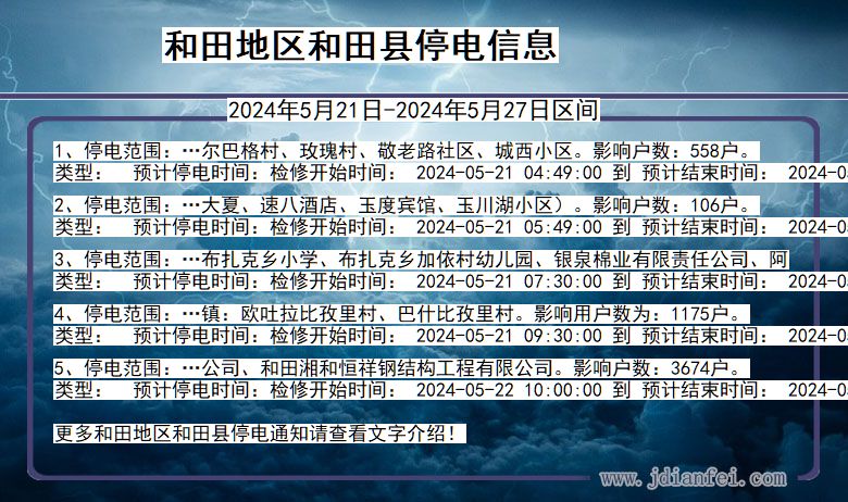 新疆维吾尔自治区和田地区和田停电通知