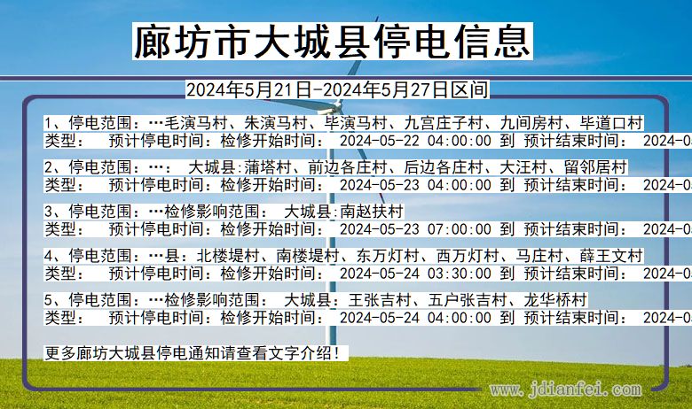 河北省廊坊大城停电通知