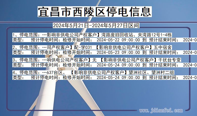 湖北省宜昌西陵停电通知
