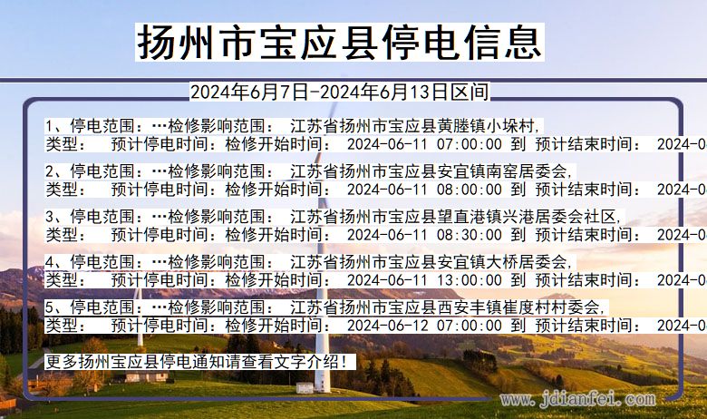 扬州宝应停电通知 江苏省扬州宝应停电通知