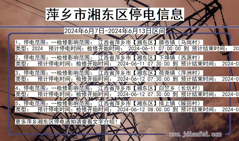 萍乡湘东停电通知 江西省萍乡湘东停电通知