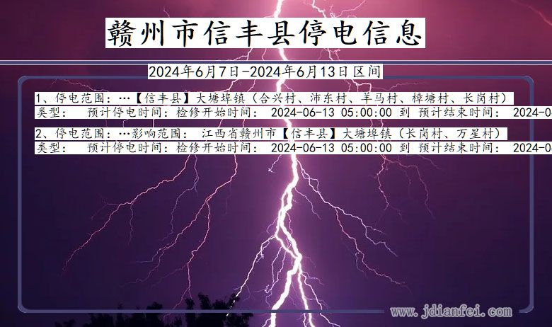 赣州信丰停电通知 江西省赣州信丰停电通知