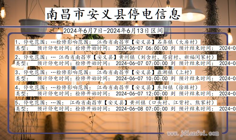 江西省南昌安义停电通知
