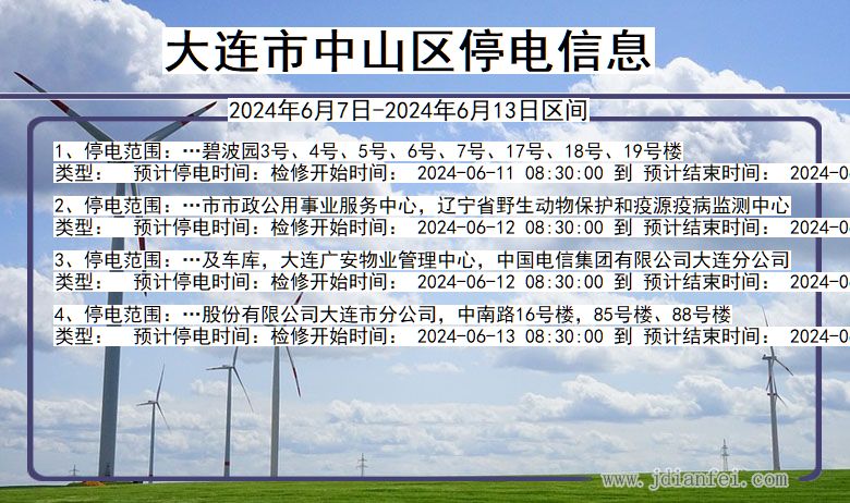 大连中山停电通知 辽宁省大连中山停电通知