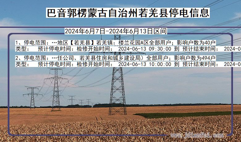 巴音郭楞蒙古自治州若羌停电通知 新疆维吾尔自治区巴音郭楞蒙古自治州若羌停电通知
