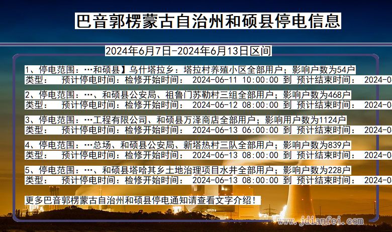 巴音郭楞蒙古自治州和硕停电通知 新疆维吾尔自治区巴音郭楞蒙古自治州和硕停电通知