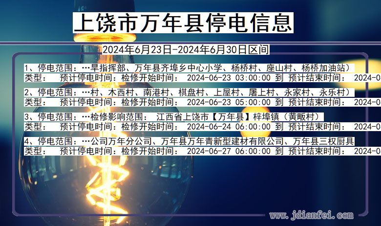 上饶万年停电通知 江西省上饶万年停电通知