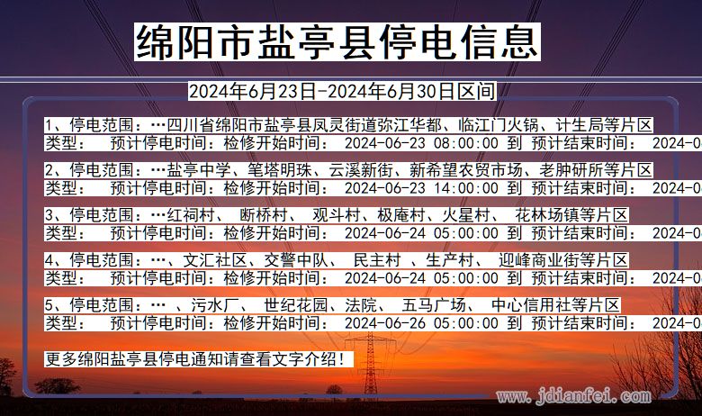 绵阳盐亭停电通知 四川省绵阳盐亭停电通知