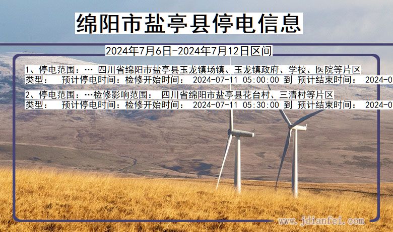 绵阳盐亭停电通知 四川省绵阳盐亭停电通知