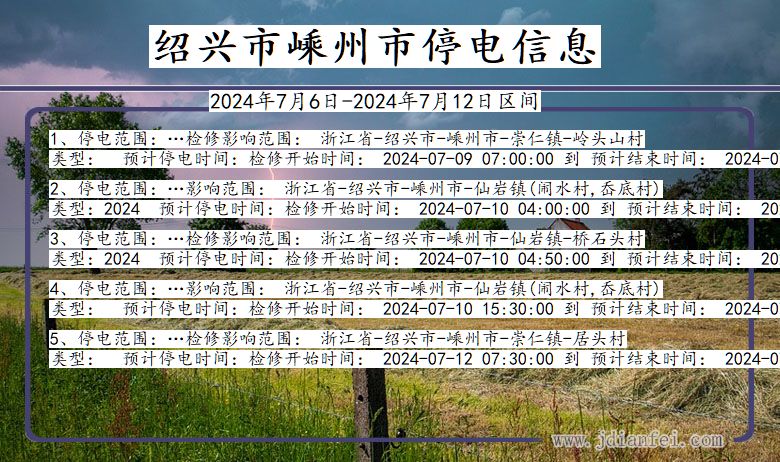 绍兴嵊州停电通知 浙江省绍兴嵊州停电通知