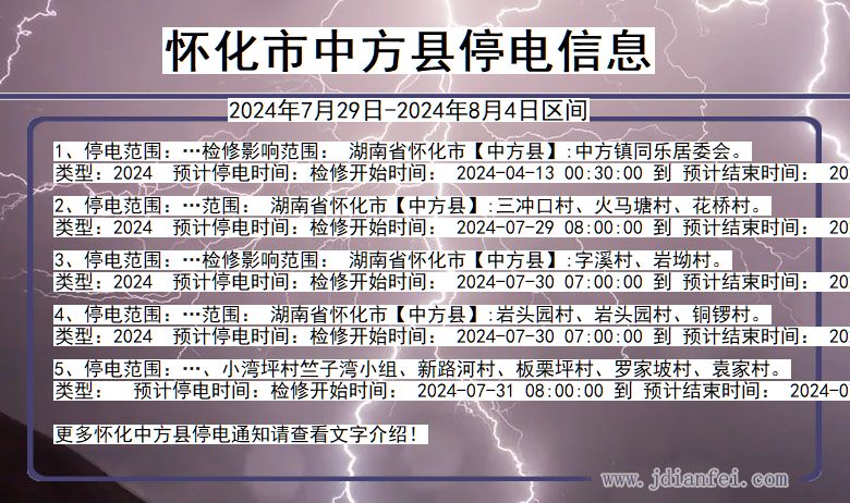 怀化中方停电通知 湖南省怀化中方停电通知