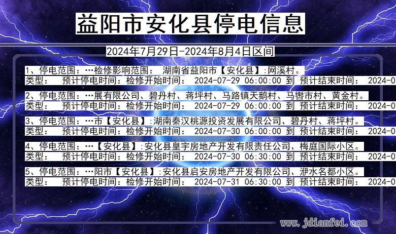 益阳安化停电通知 湖南省益阳安化停电通知