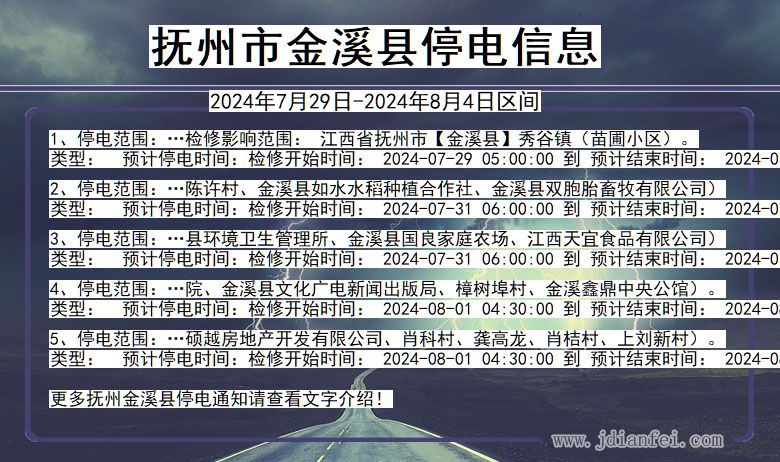 抚州金溪停电通知 江西省抚州金溪停电通知