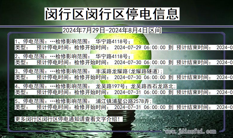 闵行区闵行停电通知 上海市闵行区闵行停电通知