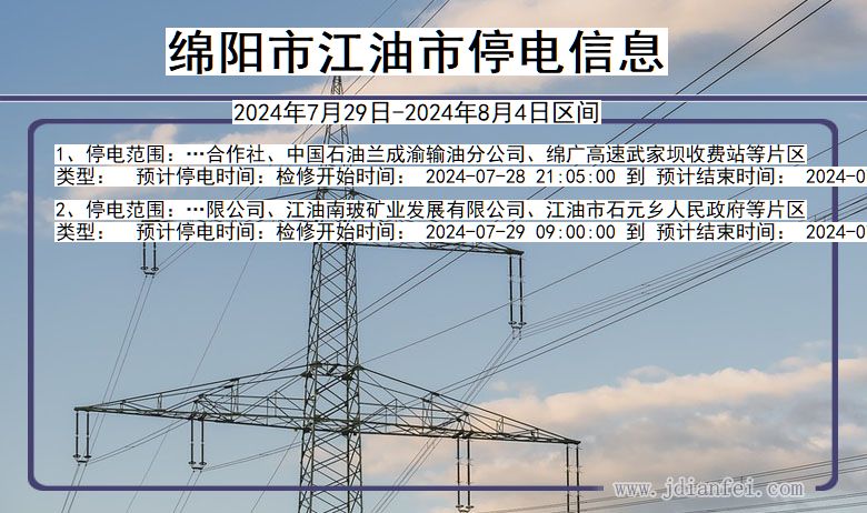绵阳江油停电通知 四川省绵阳江油停电通知