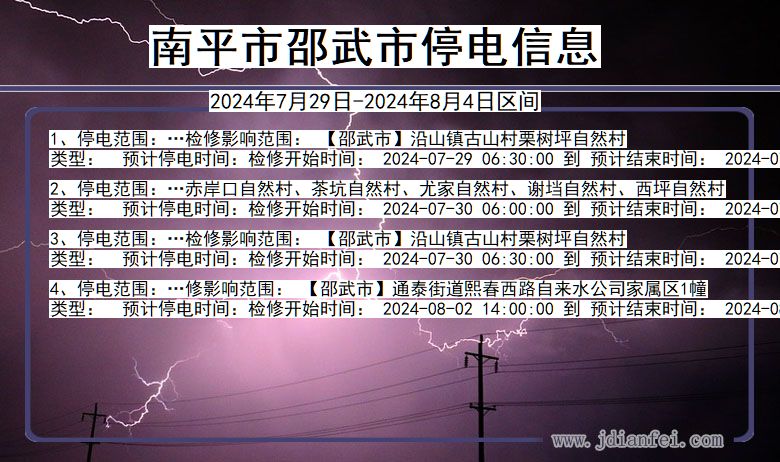 南平邵武停电通知 福建省南平邵武停电通知