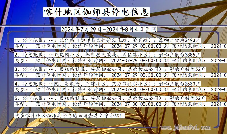 喀什地区伽师停电通知 新疆维吾尔自治区喀什地区伽师停电通知