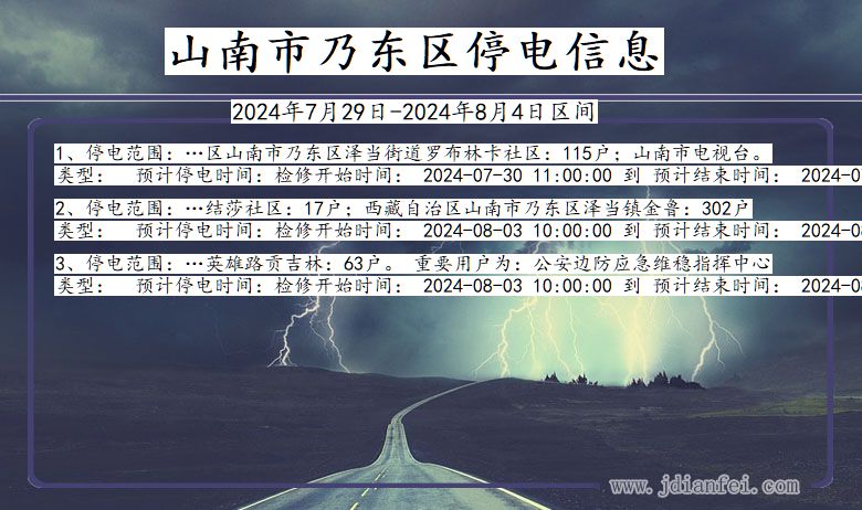 西藏自治区山南乃东停电通知