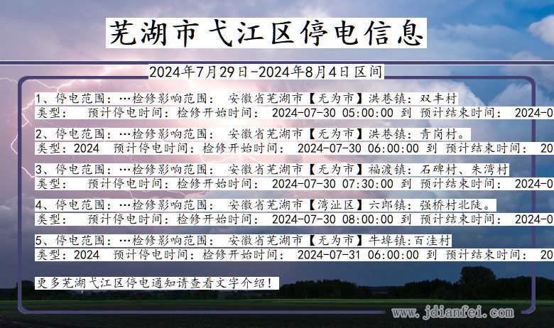 芜湖弋江停电通知 安徽省芜湖弋江停电通知