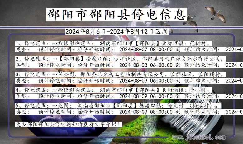 邵阳邵阳停电通知 湖南省邵阳邵阳停电通知