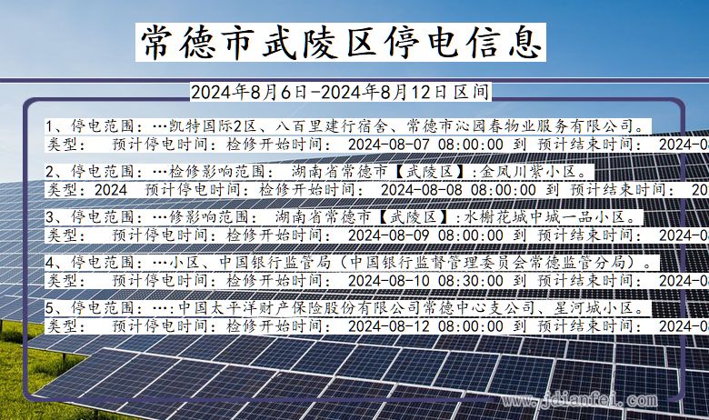 常德武陵停电通知 湖南省常德武陵停电通知