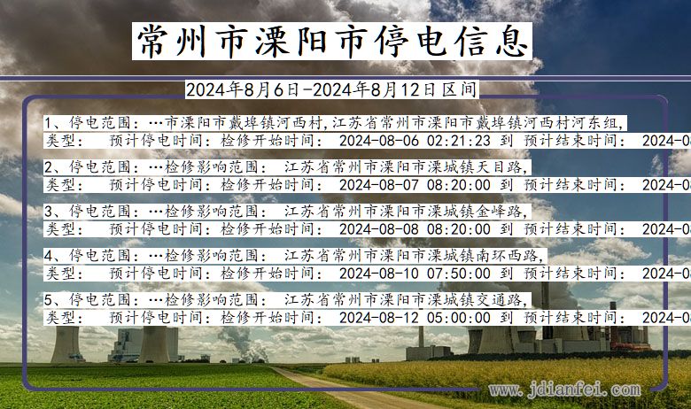 常州溧阳停电通知 江苏省常州溧阳停电通知