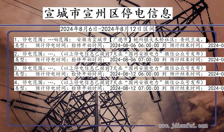 宣城宣州停电通知 安徽省宣城宣州停电通知