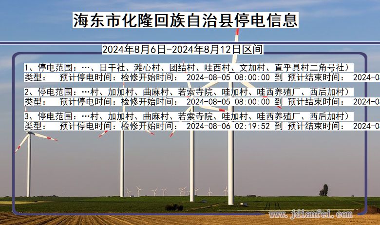 海东化隆回族自治停电通知 青海省海东化隆回族自治停电通知