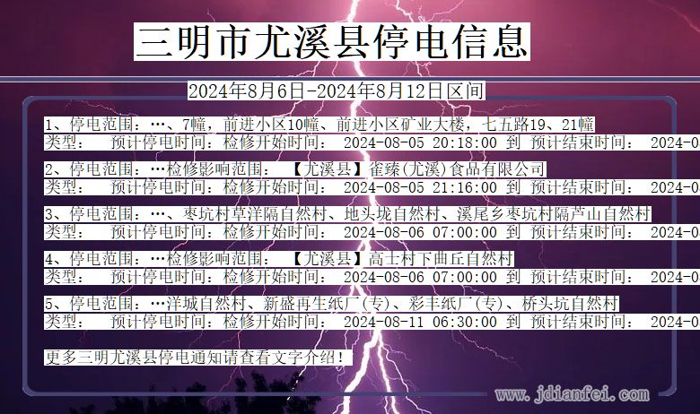 三明尤溪停电通知 福建省三明尤溪停电通知