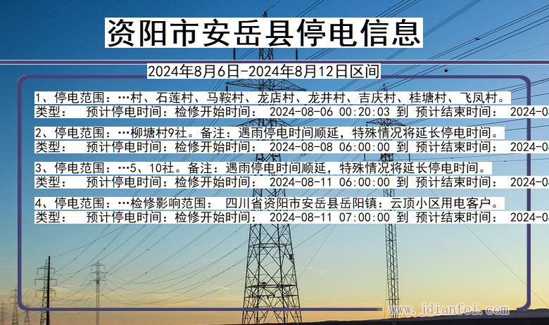 资阳安岳停电通知 四川省资阳安岳停电通知