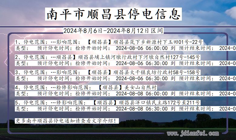 福建省南平顺昌停电通知