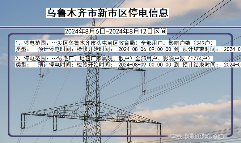 新疆维吾尔自治区乌鲁木齐新市停电通知