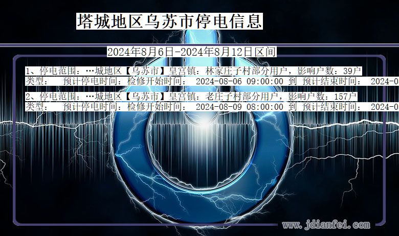 新疆维吾尔自治区塔城地区乌苏停电通知